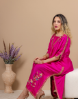 Rawsilk Kaftan with Kora Dabka, Resham and Jewelry Stones Handwork