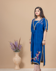 Rawsilk Kaftan with Kora Dabka, Resham and Jewelry Stones Handwork