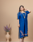 Rawsilk Kaftan with Kora Dabka, Resham and Jewelry Stones Handwork